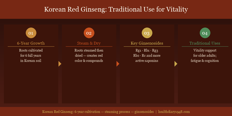 Korean Red Ginseng roots dried in traditional bowl showing the steaming and drying process